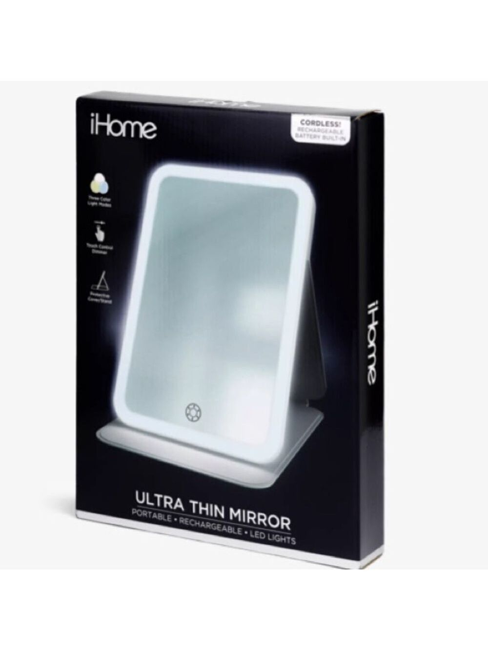 iHome's Ultra Thin Portable Wireless Rechargeable Mirror for Home or Travel